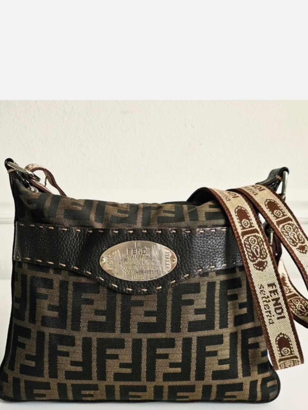 Fendi Zucca Canvas & Leather Crossbody Bag